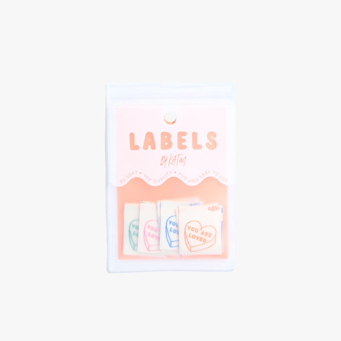 You Are Loved woven KATM sewing labels for handmade clothes and DIY sewing projects