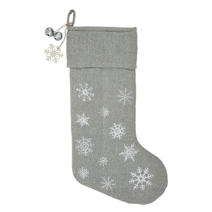 Yuletide Burlap Dove Grey Stocking 12x20" - Primitive Star Quilt Shop