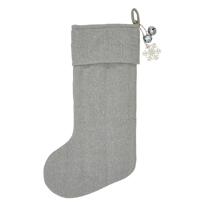 Yuletide Burlap Dove Grey Stocking 12x20" - Primitive Star Quilt Shop