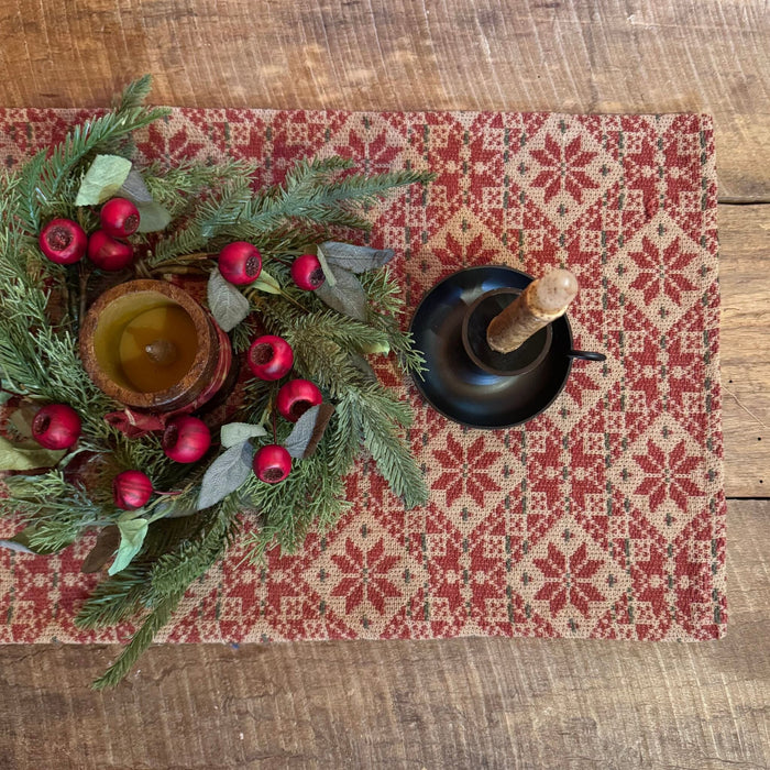 Yuletide Spirits Woven Table Runner 32" - Primitive Star Quilt Shop