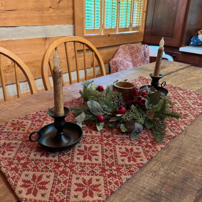 Yuletide Spirits Woven Table Runner 32" - Primitive Star Quilt Shop