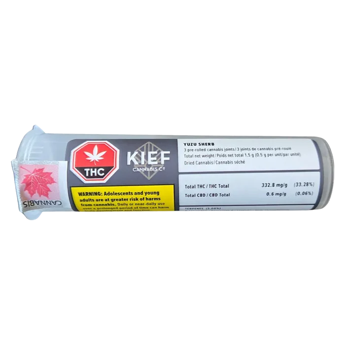 Kief Cannabis 1.5 g Yuzu Sherb PR 3 x 0.5 g Pre-Rolls